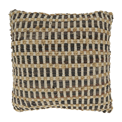 1250 Leather And Jute Woven Pillow