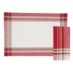 1160 - Plaid 14X20 Placemat And 20 Napkin -Set Of 8