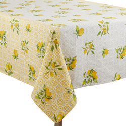 2420 Lemon And Block Print Tablecloth